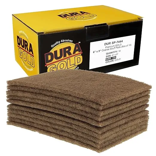 Dura-Gold Premium 6" x 9" Gold Coarse Scuff Pads, Box of 10 - Scuffing, Scouring, Sanding, Paint Primer Prep Adhesion Scratch - Surface Preparation For Automotive Car Auto Body Repair Woodworking Wood