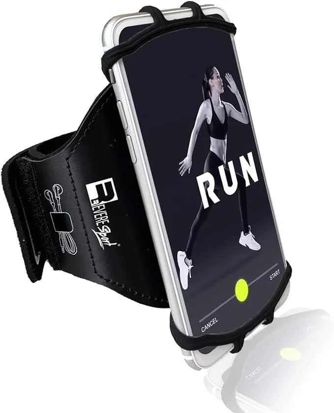 RevereSport Universal iPhone Running Armband (14/13/12/11/10/8/7/6/X/XR/SE/Plus/Max/Pro). Phone Holder Case