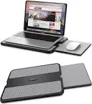 Portable Laptop Lap Desk W/ Retractable Left/Right Mouse Pad Tray, Non-Slip Heat