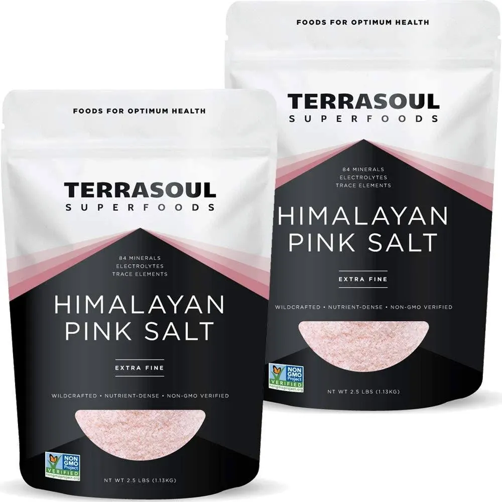 Terrasoul Superfoods Himalayan Pink Salt, 5 lbs (2 Pack) Extra Fine Grind | Trace Minerals