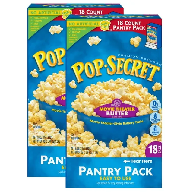 Pop Secret Popcorn, Movie Theater Butter, 3.2 Ounce Microwave Bags, 12 Count Box (Pack of 4)