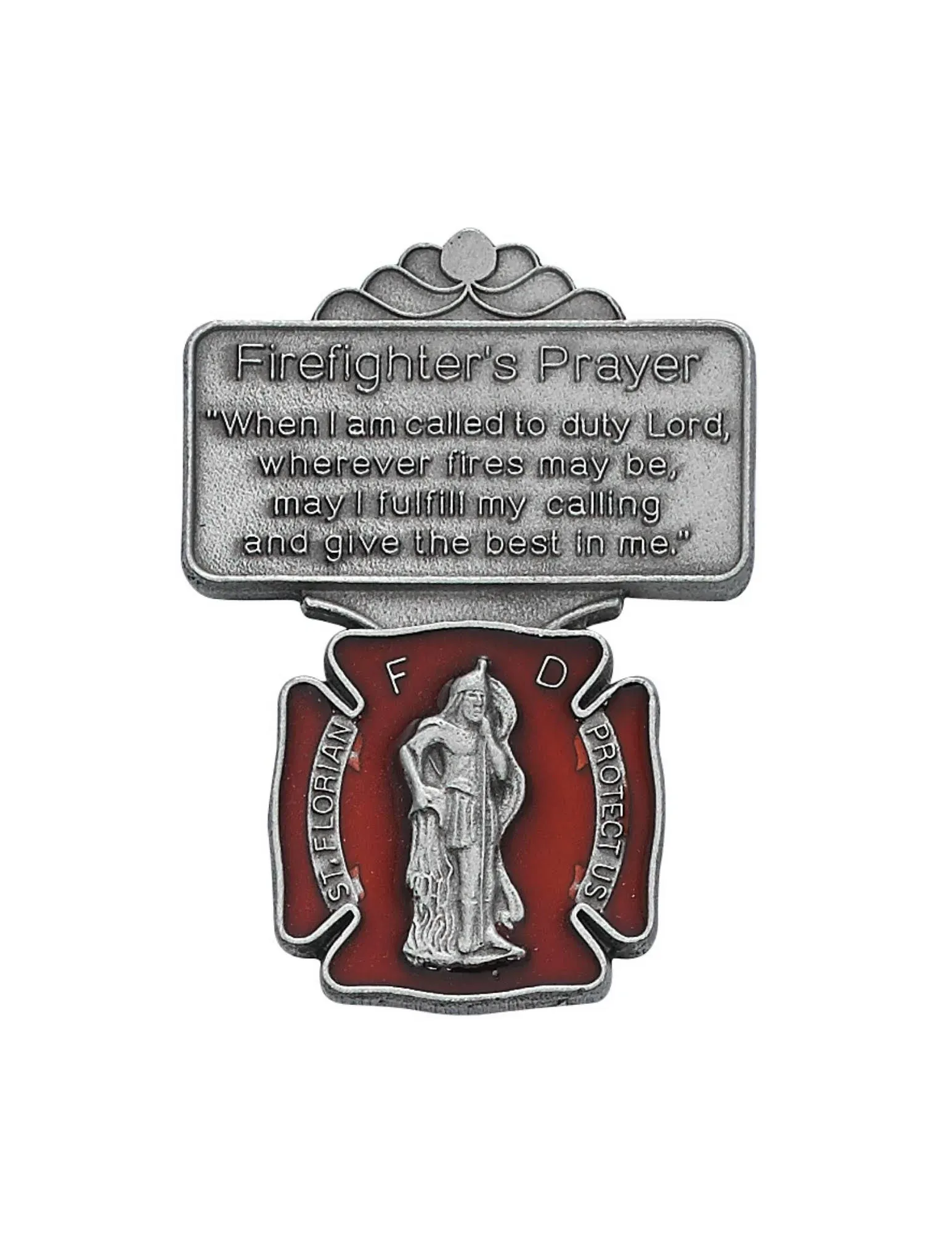 Saint Florian Firefighters Prayer Religious Metal Visor Clip