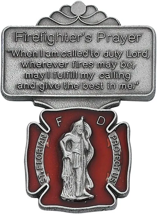 Saint Florian Firefighters Prayer Religious Metal Visor Clip