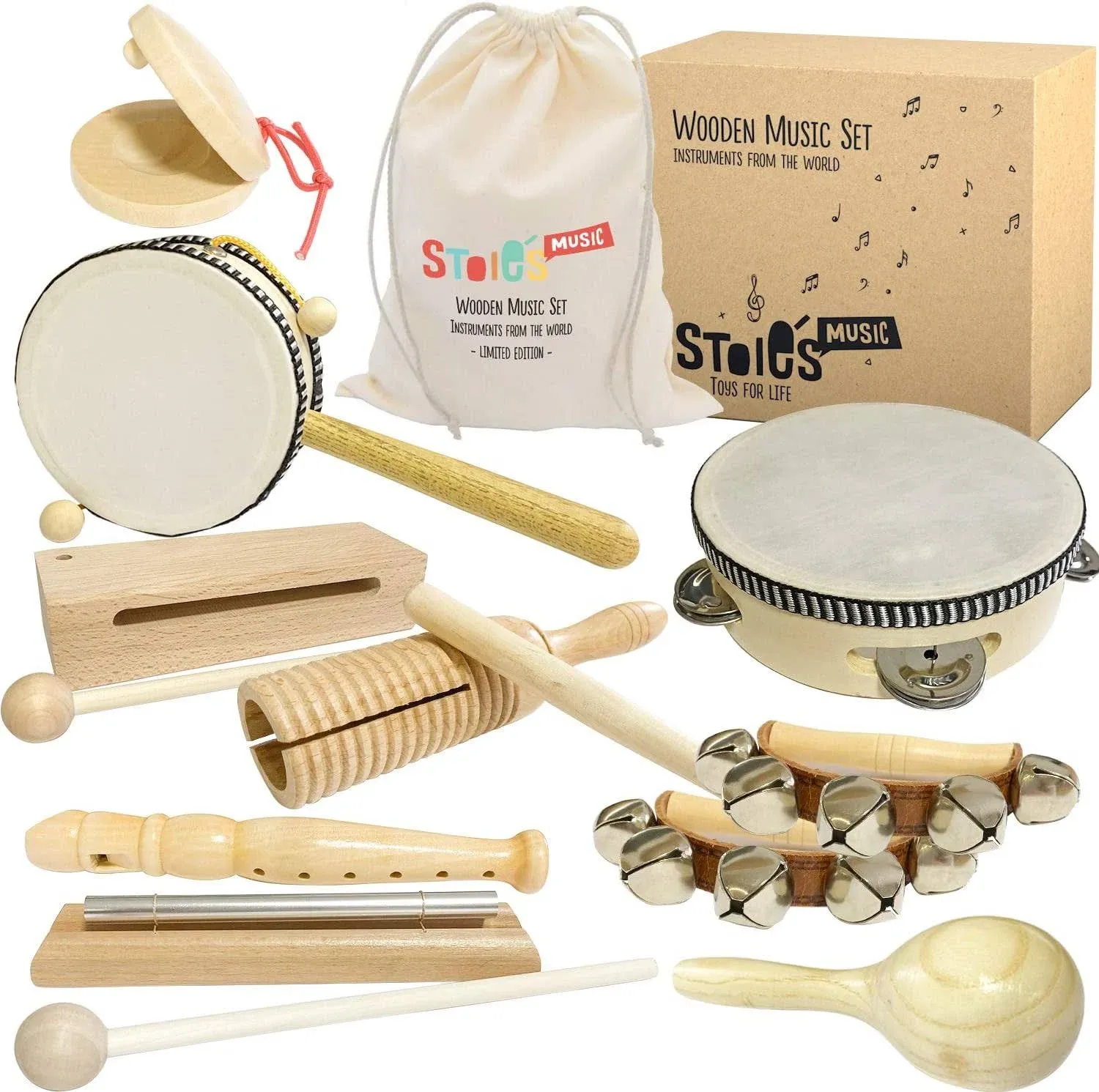 Stoie’S International Wooden Music Set, Percussion Kids Musical Instruments, Mon