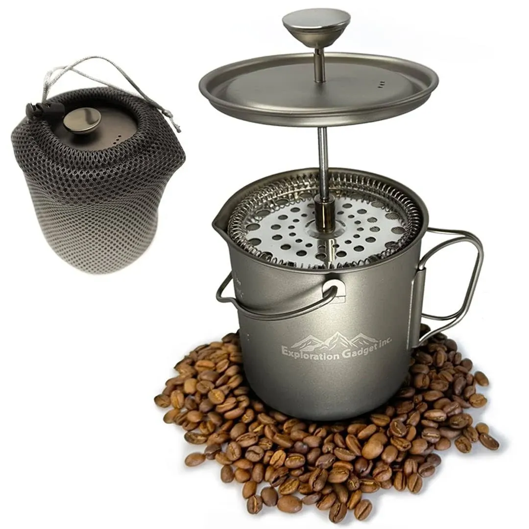 Titanium Camping Coffee Maker use as French Press, Coffee Pot, Titanium Cup, Tea Pot, Camping Cookware