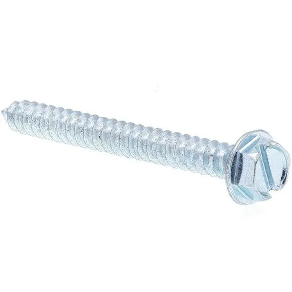 Sheet Metal Screw Self-Tap Hex Wsh Head Sltd Dr #8 X 1-1/2in Zinc Plated Steel 50PK