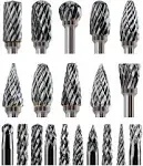 20Pcs 1/8" Shank Carbide Burr Bits Compatible with Dremel Bits Metal Grinding Bits Wood Stone Carving Cutting Engraving Grinder Kit Attachment Rotary Tool Accessories Set Harder than Diamond