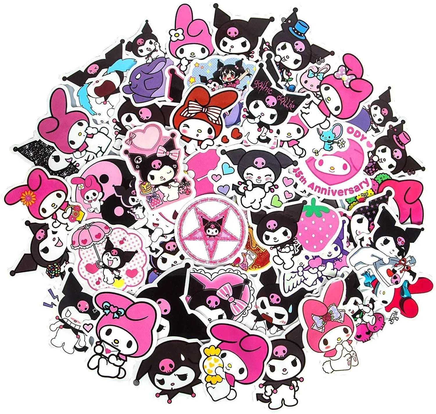 Kuromi and My Melody Stickers Pack| 50pcs Cute My Melody Kuromi Sanrio Stickers ...