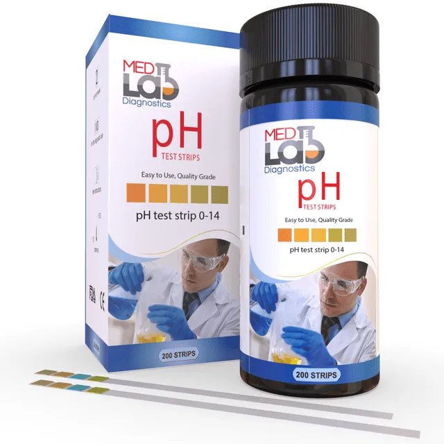 pH Test Strips 0 to 14 (200 ct) for Water & Liquids. Universal Plastic pH Strips Drinking Water, Kombucha, Pool, Spa, Hotub, Soap, & Urine and Saliva. Acid Alkaline Litmus Paper Testing Strips