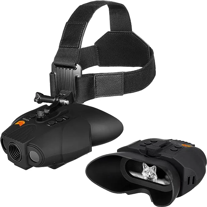 Nightfox Swift USB Rechargeable Night Vision Goggles - Head Mounted, Wide Viewing, 1x Magnification, Close Quarters Tactical Infrared Binoculars for Adults