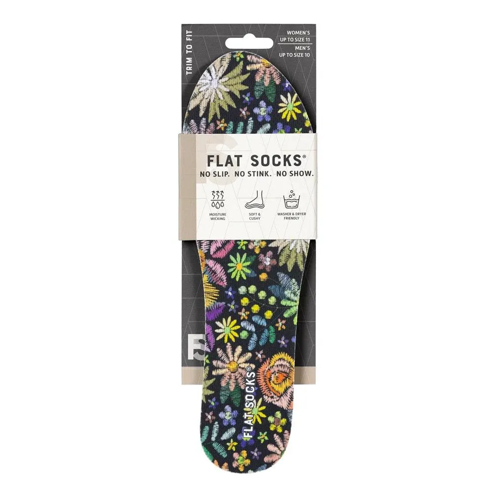 Flat Socks Small / Floral Embroidery