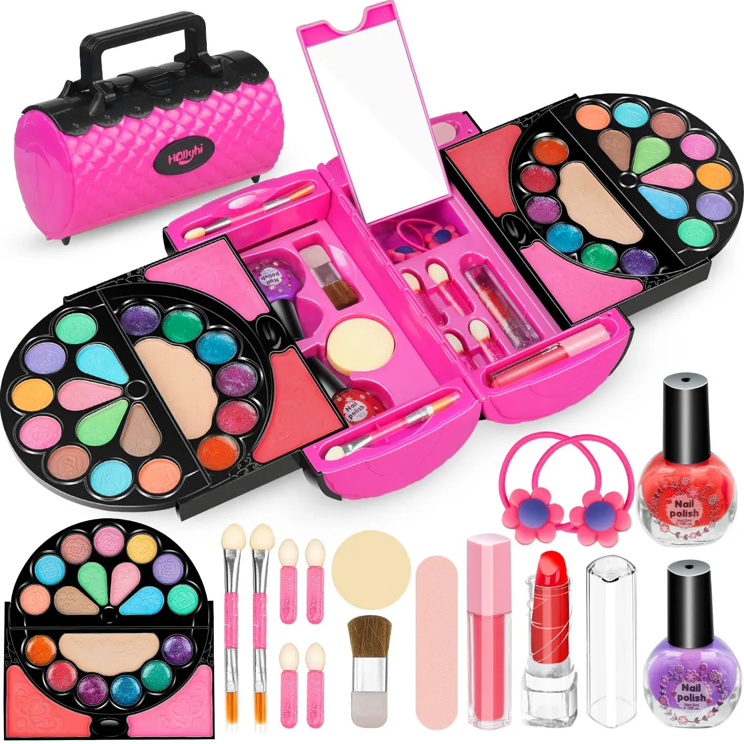 56 Pcs Real Kids Makeup Kit for Girls Washable Pretend Play Makeup Toy Set w