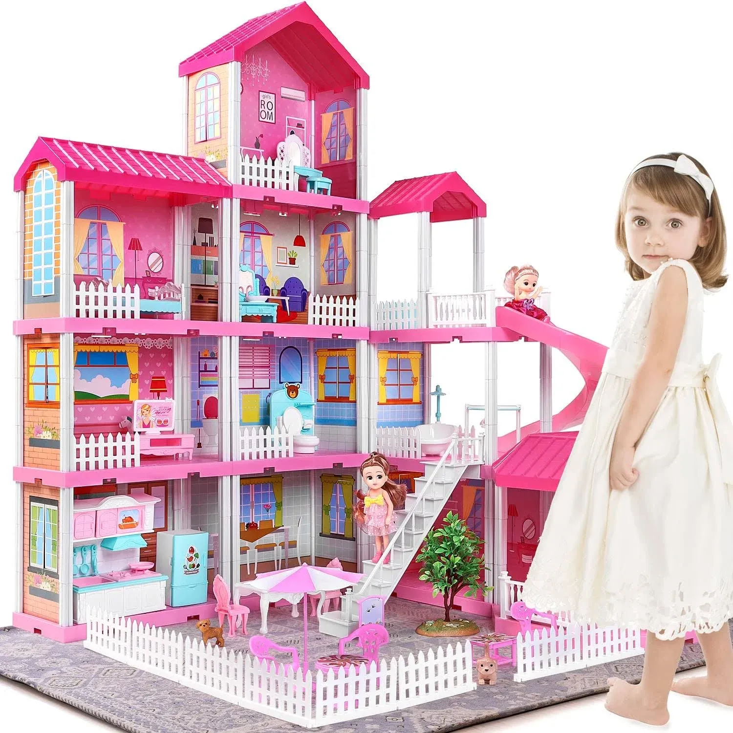 Barbie Dream House Size Dollhouse Furniture Girls Playhouse Play Fun Townhouse