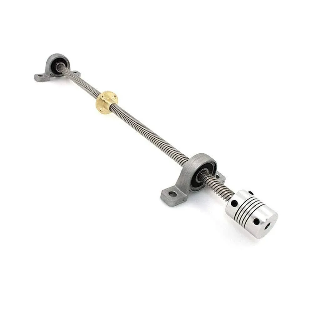 LC LICTOP 8mm Diameter Rod 3D Printer 200mm T8 Lead Screw Nut Set（Lead Screw+Copper Nut +Pillow Bearing Block+Coupler)