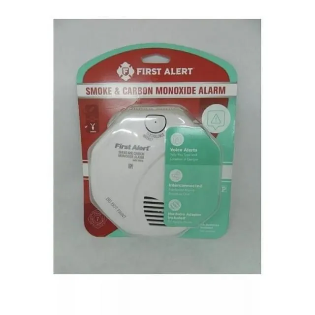 First Alert 1048448 Fire Alarm, Voice &amp; Location Alerts, Battery Operated -