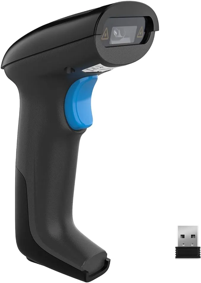 REALINN Wireless Barcode Scanner 2D QR Code Scanner USB Rechargeable 1D 2D Automatic Handhold Barcode Reader Cordless with USB Receiver for Warehouse