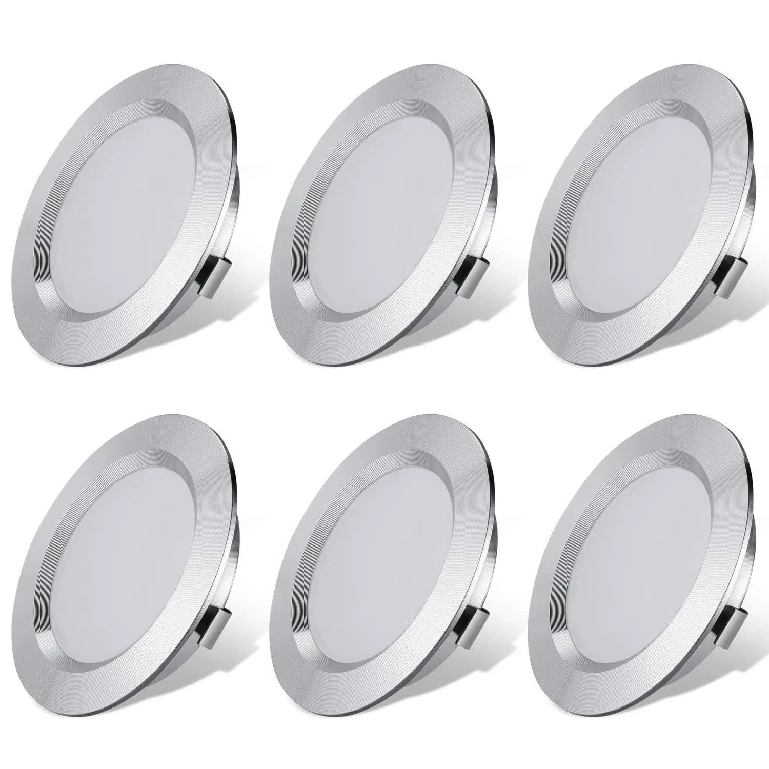 12V LED Lights for RV Camper Van Trailer - 3W Daylight 6000K 270 Lumen Low Voltage Recessed Ceiling Light Dimmable, Set of 6