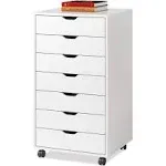 DEVAISE 7-Drawer Chest Wood Storage Dresser Cabinet with Wheels White