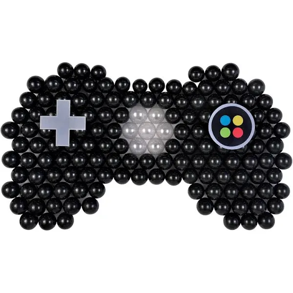 Black Latex Game Controller Sculpted Balloon Backdrop Kit - 5' Tall (160 Pc) - Ideal for Epic Gaming & Party Decorations