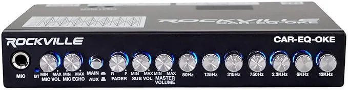 Rockville CAR-EQ-Oke Car Audio 7 Band Equalizer w Bluetooth + Mic Input Karaoke