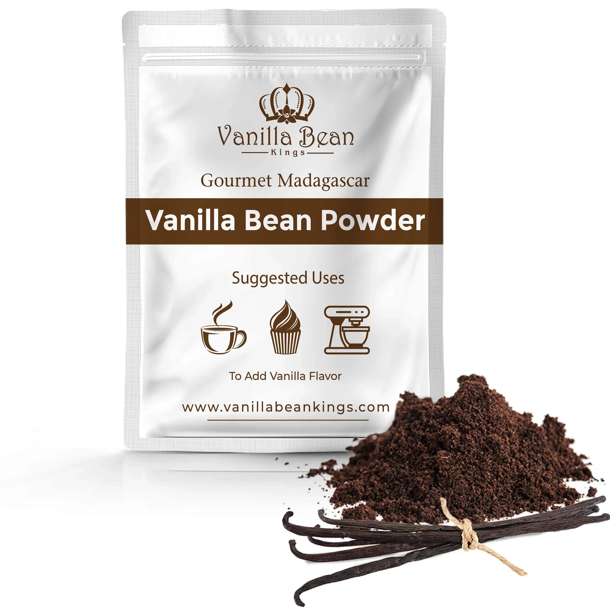 Vanilla Bean Kings Vanilla Bean Powder - 100% Pure Ground Madagascar Vanilla Powder - for Cooking, Baking, & Additional Flavoring - Add to Coffee, Tea