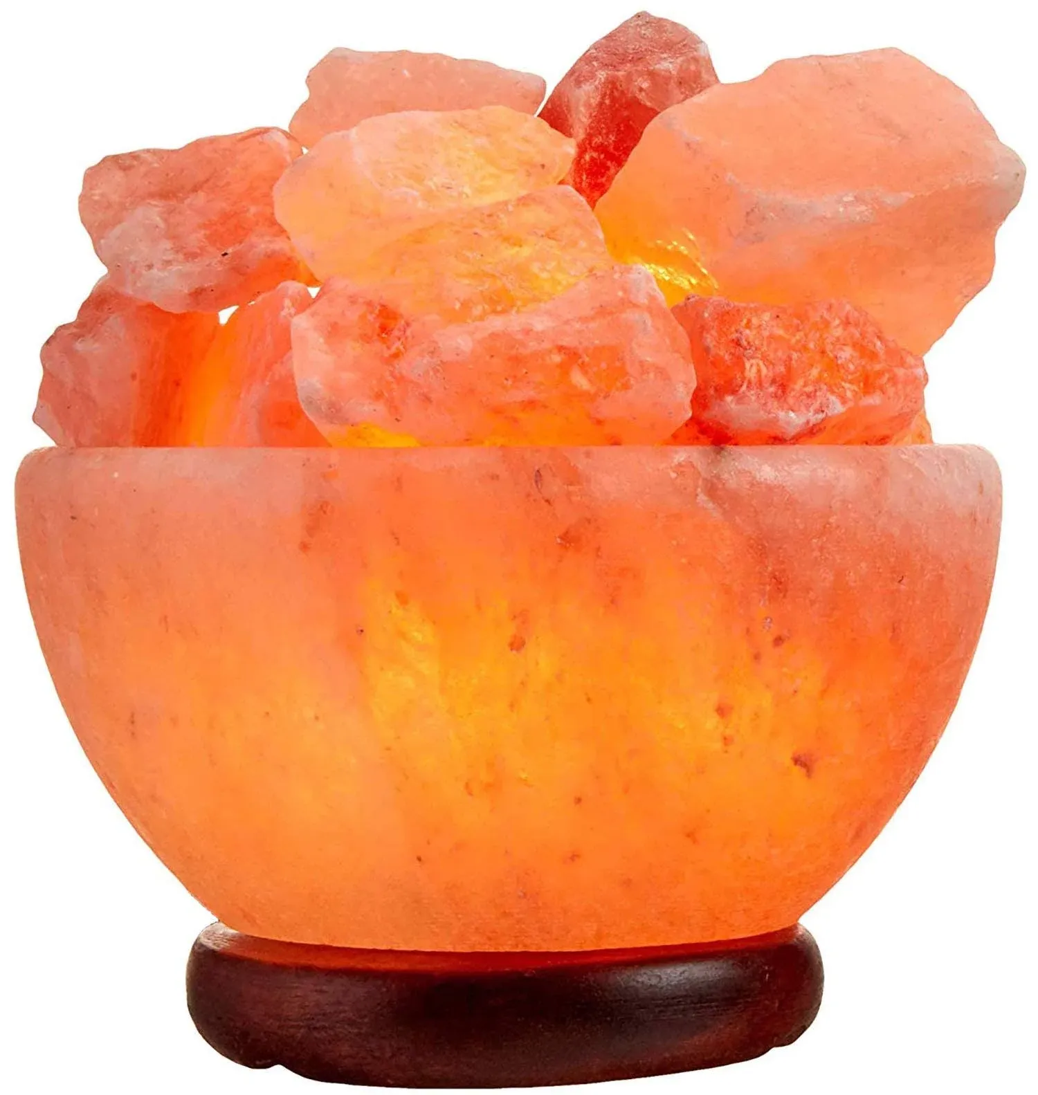 Spantik Himalayan Salt Lamp Bowl with Natural Crystal Chunks, Dimmer Cord and Cl