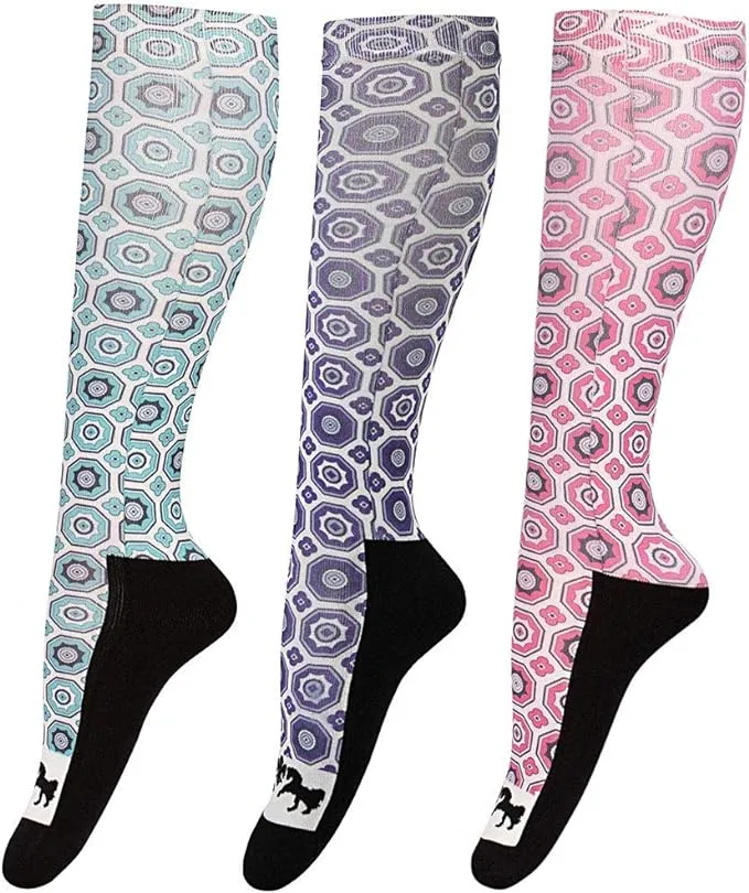 Equine Couture Ladies Kelsey Padded Knee Hi Boot Socks - 3 Pack