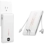 Portable Charger Built Cables 10000mAh Power Bank Wall Plug Travel Essential