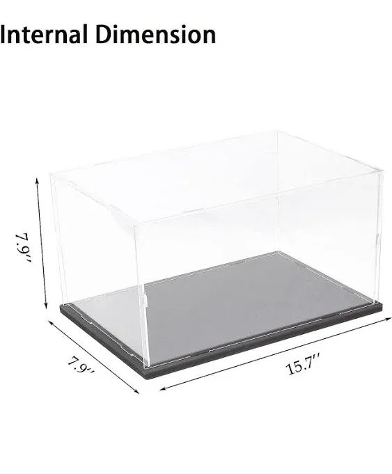 Thickened Clear Acrylic Display Case for Lego 10295 10265 42170 42155 42176 75376 Collectibles, Transparent Box Dustproof Protection with Wood-Plastic Base & String Light, White Inside 15.7x7.9x7.9in