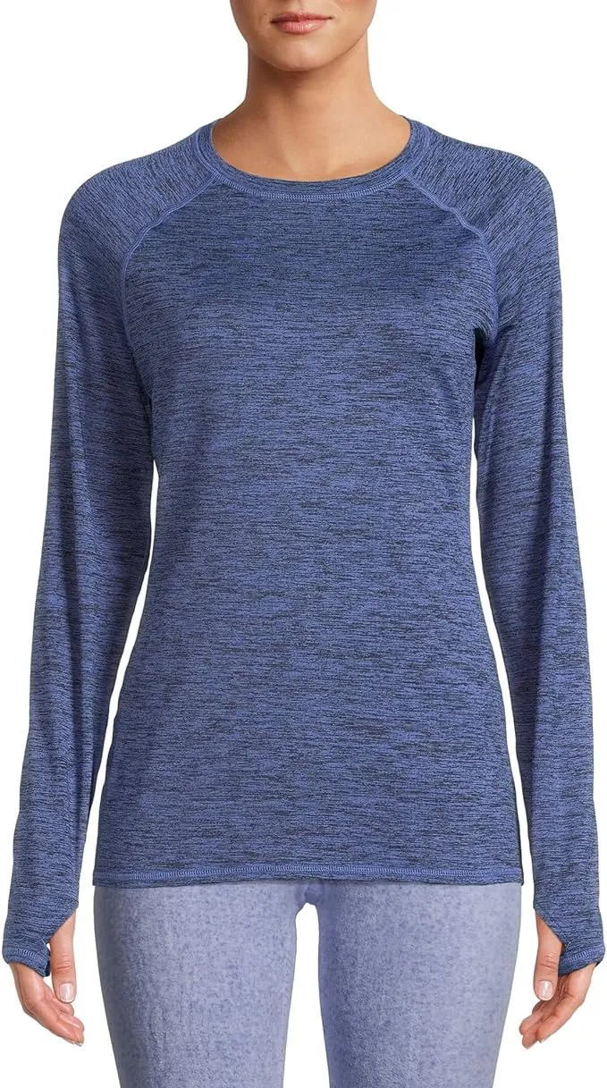 Climate Right Women&#x27;s Plush Warmth Long Sleeve Crew - Size XS - Blue Denim