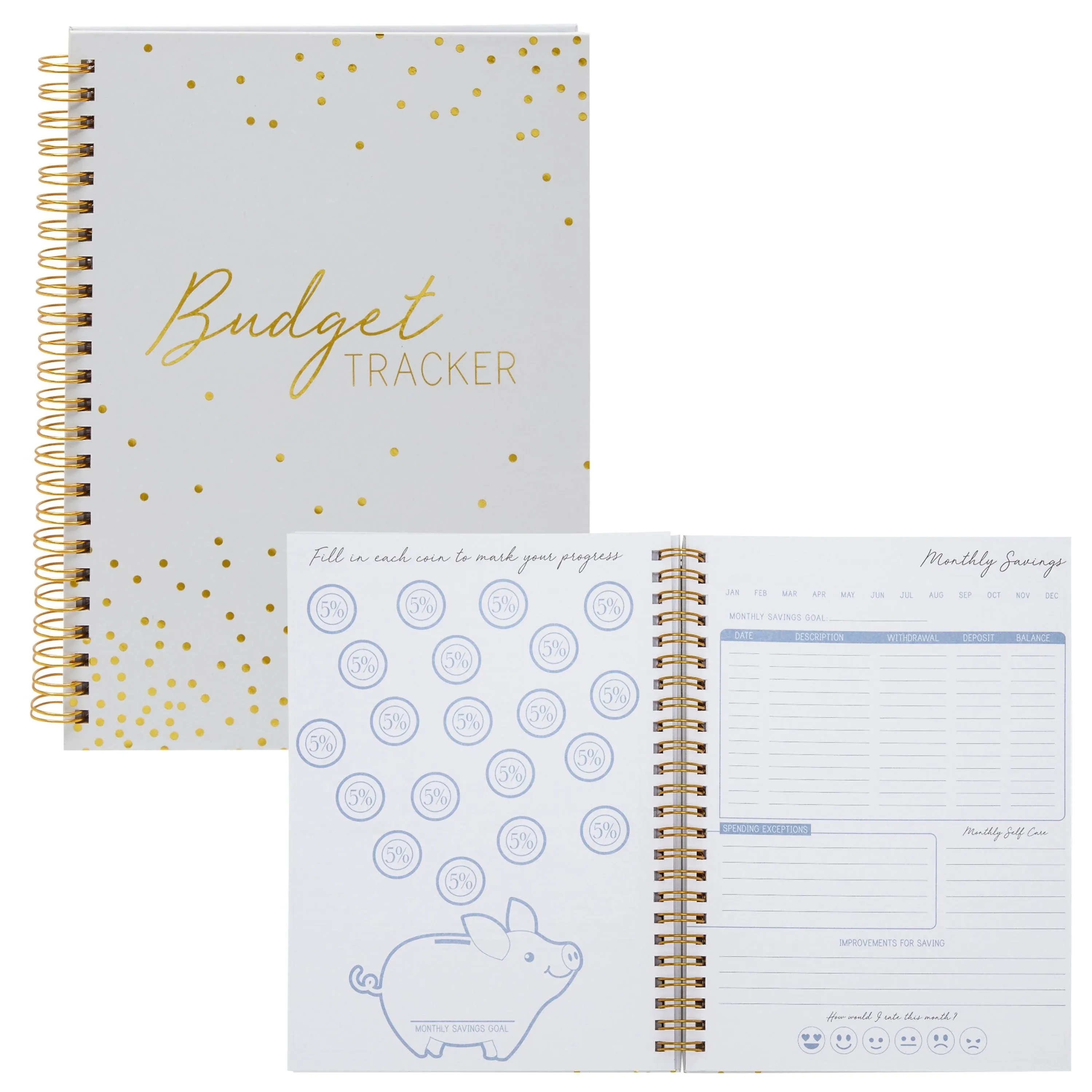 Paper Junkie Budget Tracker Spiral Notebook, Hardcover Expense Tracker, 8.5 x 6 In, 56 Sheets