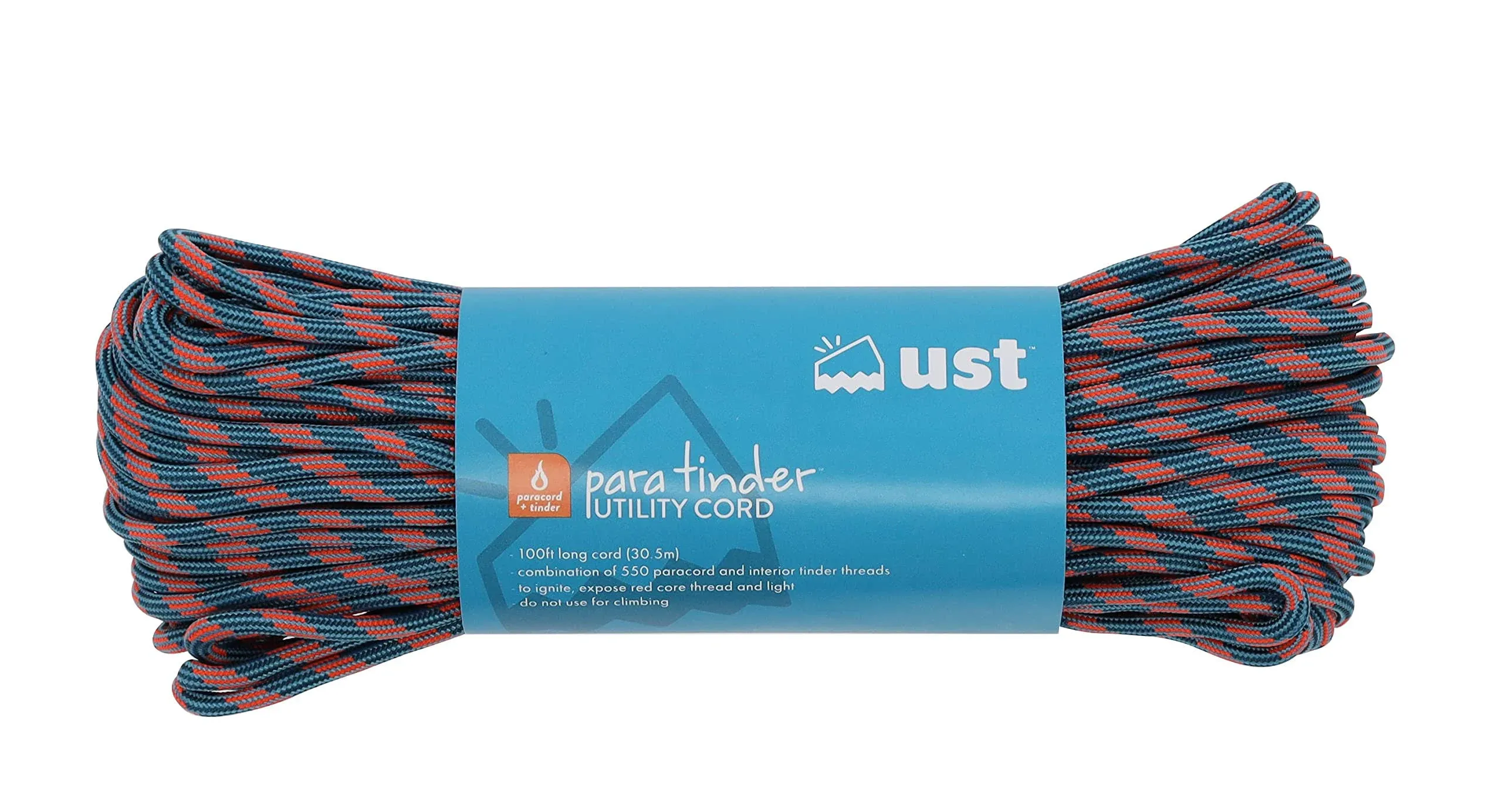 UST ParaTinder 100 Ft Paracord with Tinder Core (Orange/Grey), One Size