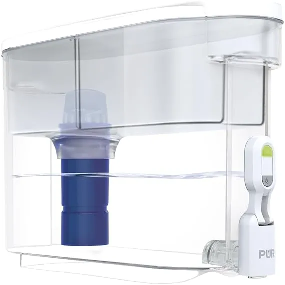 PUR Plus 30-Cup Water Filter Dispenser with 1 Genuine PUR Plus Filter, Large 30-Cup Capacity, White (DS1810ZA)