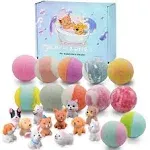 3.5 oz XL Bath Bombs for Kids with Puppy Toys Inside Kids Bath Bombs Organic Bubble Bath Fizzies Colorful Bomb 12 Pcs Set Birthday/Christmas Surprise Gift for Girls & Boys