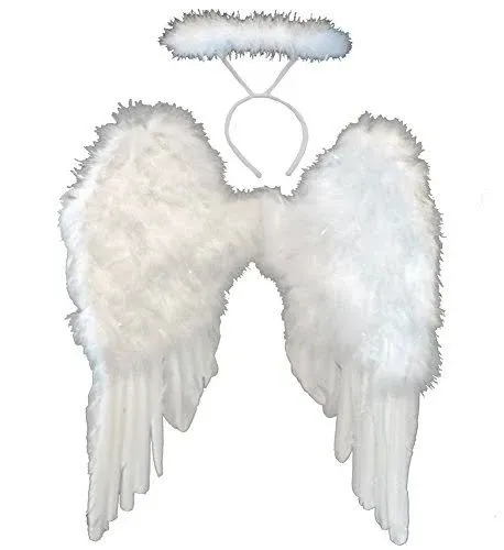 White Feather Angel Wings &amp; Halo Set