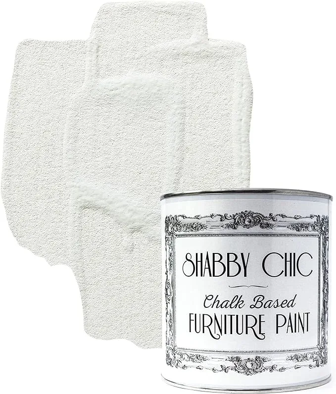 Shabby Chic Chalk Furniture Paint: Luxurious Chalk Finish Craft Paint for Home Decor, DIY, Wood Cabinets - All-in-One Paints with Rustic Matte Finish [Antique White] - (8.5 oz Covers 32 sf)