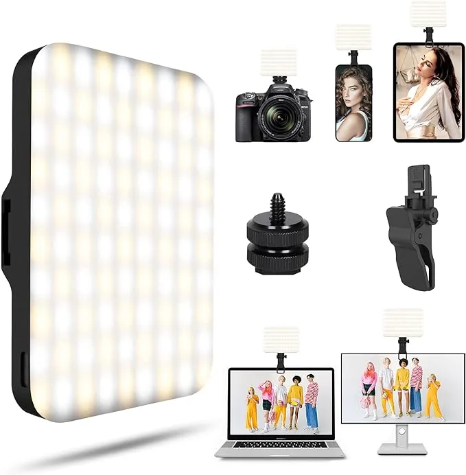 Selfie Light - BANSINE USB-Rechargeable LED Phone Light - Portable Photo Light with 97+ CRI, Up to 6500K Color Temperature Phone Light for Selfie, Zoom Conference, Video, Makeup and Live Stream