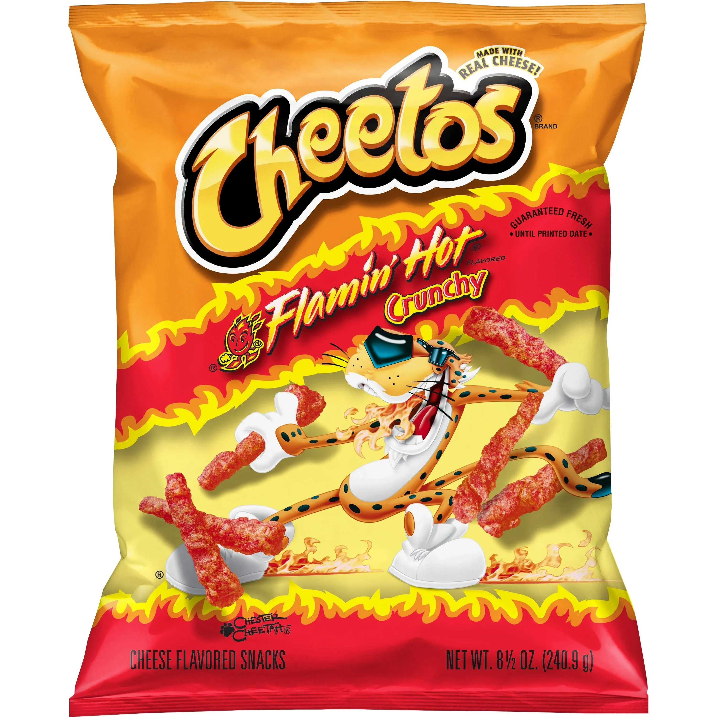 (4 pack) Cheetos Crunchy Flamin' Hot Cheese Puff Chips, 15oz Bag