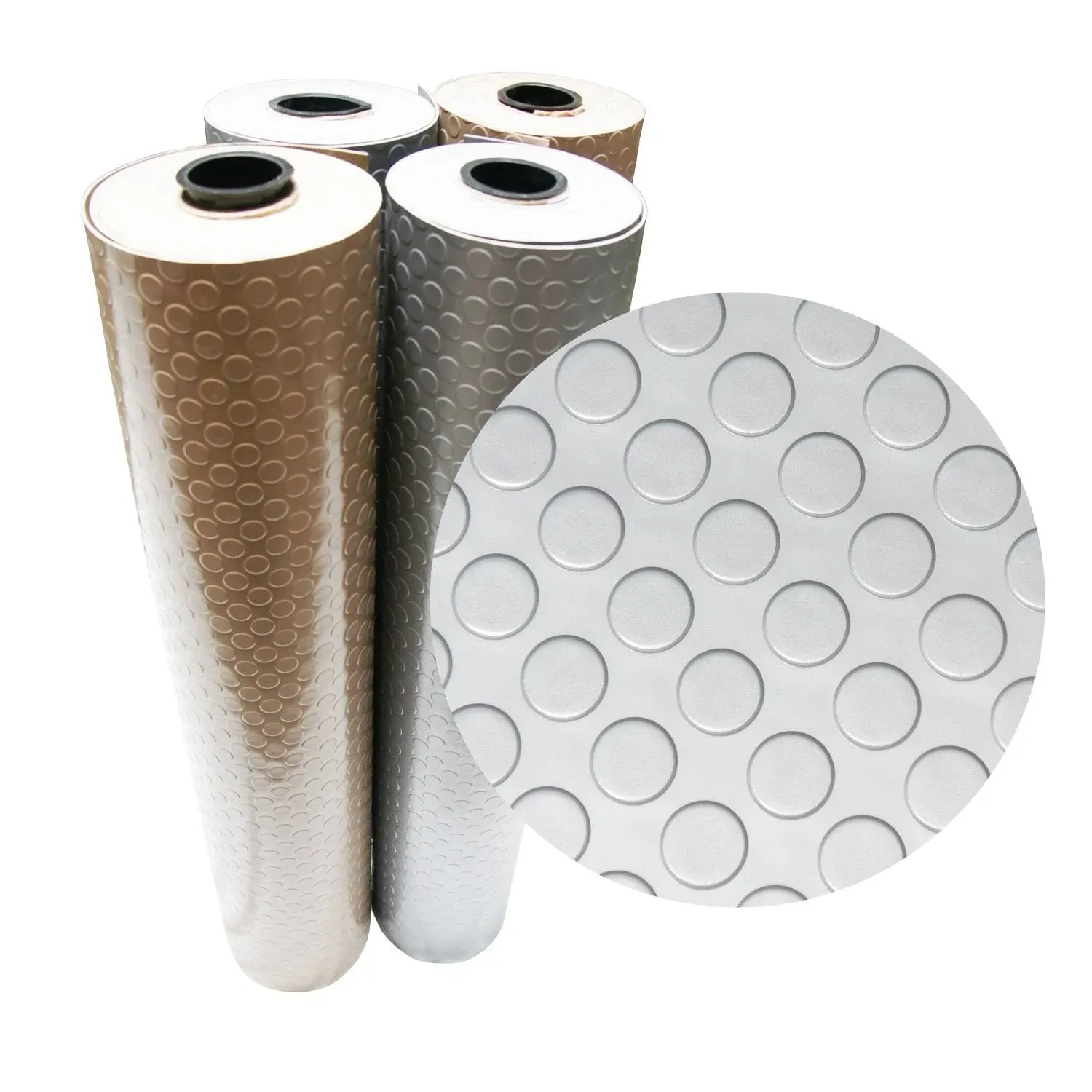 Rubber-Cal Coin-Grip (Metallic) PVC Flooring - Beige - 2.5mm x 4ft x 5ft