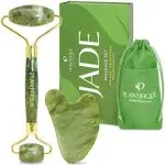 Plantifique Premium Certified Jade Roller Gift and Gua Sha Set - Includes Anti Aging Face Roller and Gua Sha Facial Tool - Face Massager for Your Skincare Routin