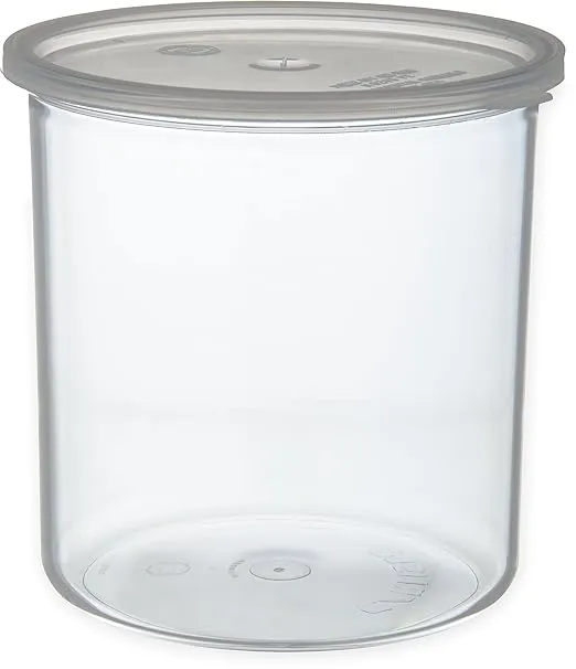 Carlisle FoodService Products Classic Round Storage Container Crock with Lid for Kitchen, Restaurants, Home, Plastic, 2.7 Quarts, Clear