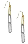 Shop Vince Camuto Pavé Link Linear Drop Earrings In Gold/ Silver/ Crystal