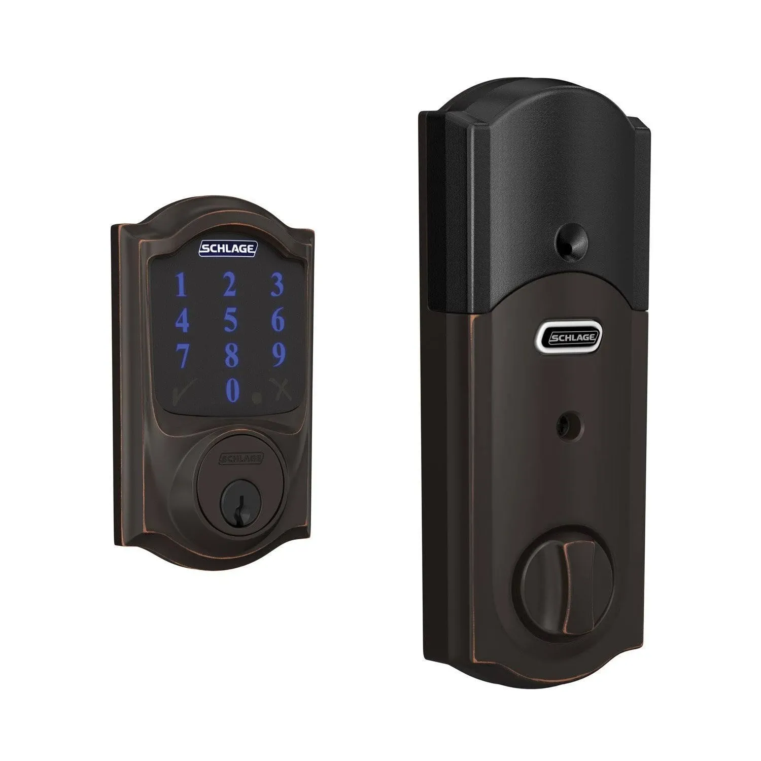 Schlage BE469NX-CAM Connect Camelot Touchscreen Electronic Deadbolt with Built-in Alarm and Z-Wave Plus Technology Satin Nickel Door Hardware