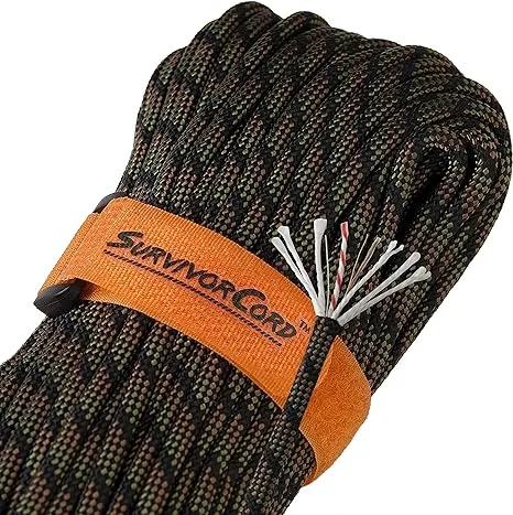 Paracord from Titan Survival - Patented 620LB Strength Survival Paracord 550 Military Spec with 3 Strands - Heavy Duty Hank Cord Camping & Outdoor with Firestarter