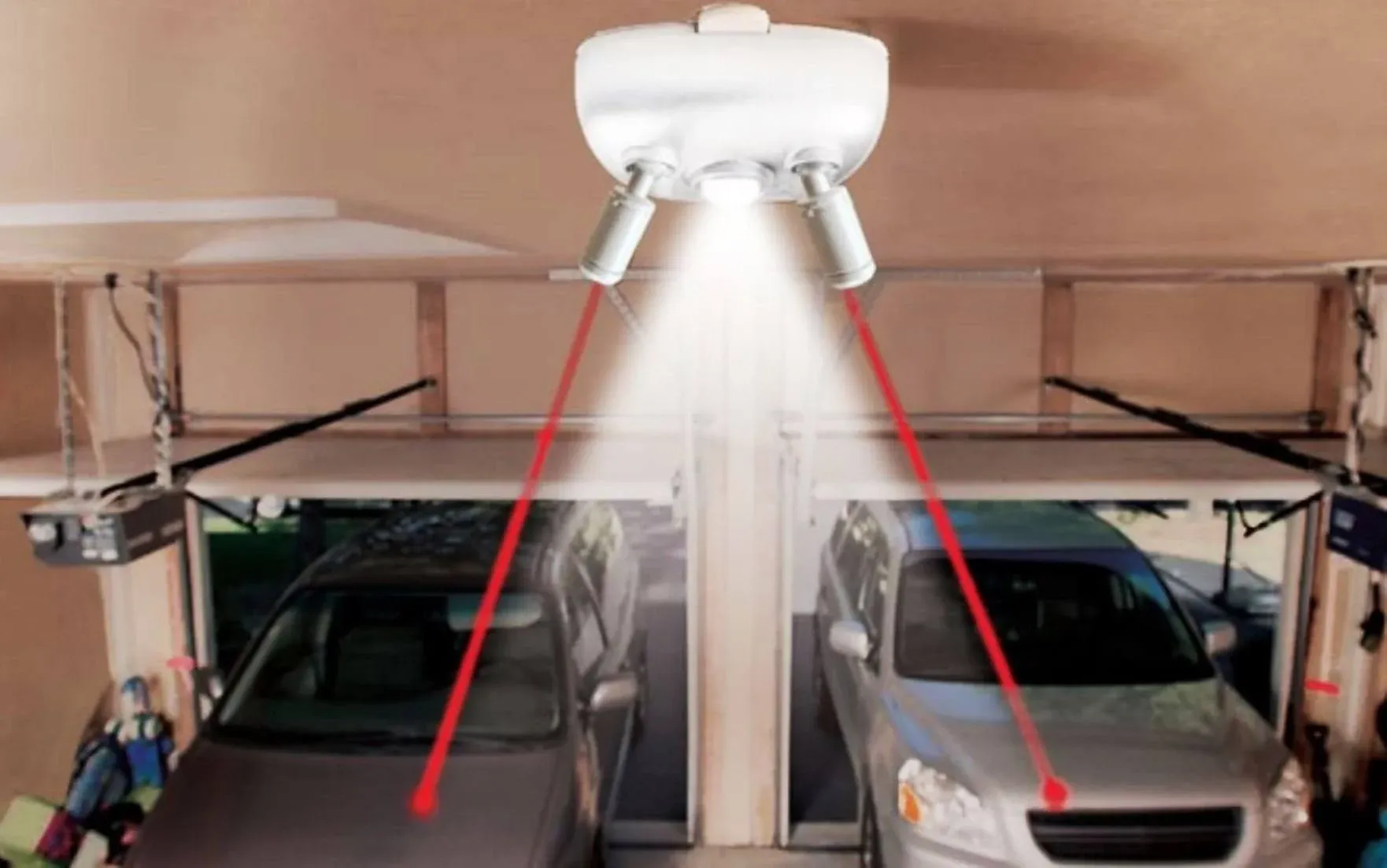 MAXSA Laser Parking Dual Laser for your Garage w/ Motion Activated Light (WHITE)