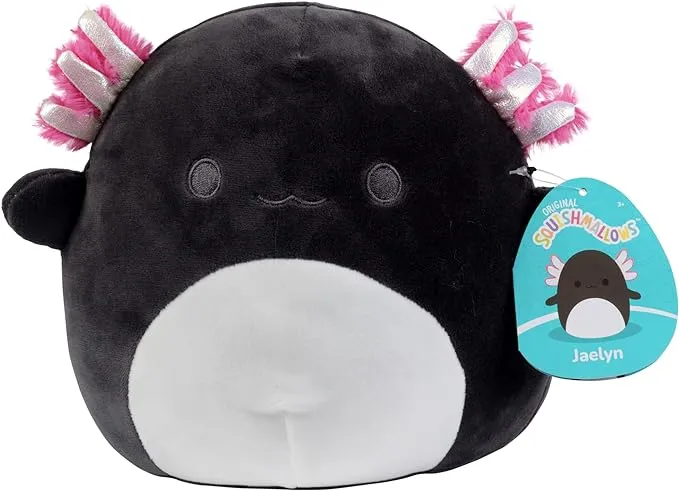 Squishmallows Original 8-Inch Jaelyn The Black and Pink Axolotl - Official Jazwares Plush - Collectible Soft & Squishy Axolotl Stuffed Animal Toy - Add to Your Squad - Gift for Kids, Girls & Boys