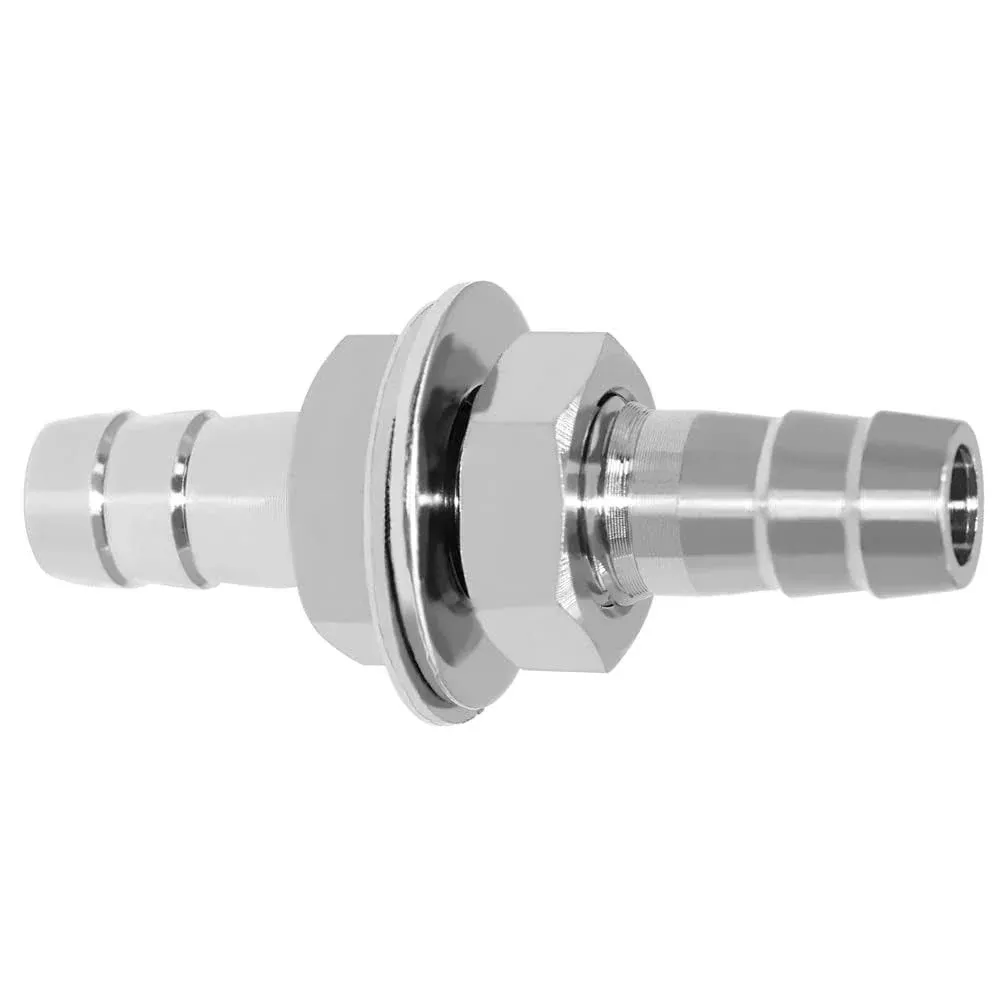 Beduan 1/4" Hose Barb Thru-Bulk Bulkhead Straight Hex Union Stainless Steel Fitting