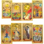 KIINO 78 Gold foil Tarot Cards with Guide Book Tarot Deck for Beginners and Professional Player with Box Tarot PVC Durable Waterproof Wrinkle Resistant …