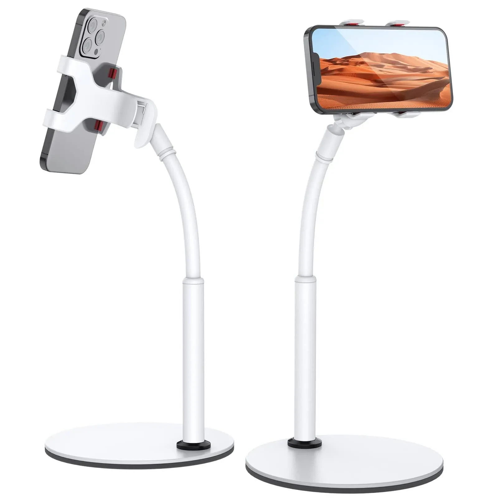 Flexible Arm Universal Phone Holder, Angle Height Adjustable Phone Stand for Des