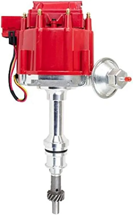 A-Team Performance - HEI Complete Distributor 65K Coil - Compatible with Ford FE 352 360 390 427 428 One-Wire Installation Red Cap